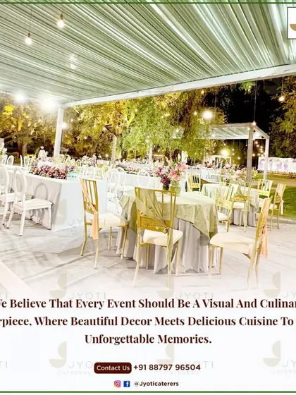 An elegant outdoor tented event with beautifully set tables, showcasing how we blend sophisticated dining with the beauty of a natural, open-air setting.