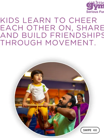 Kids learn to cheer each other on, share, and build friendships through movement. Our non-competitive environment fosters a sense of community and teaches valuable social skills.