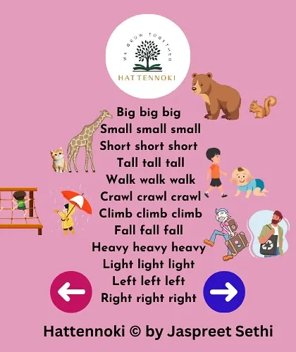 An action rhyme I created to teach opposites. This infographic explains why rhymes are crucial for early childhood development, enhancing memory, phonemic awareness, and listening skills.