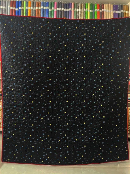 The fun, starry night backing fabric.