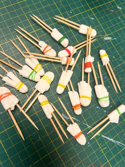 A little bit of 'jugaad' goes a long way in the art room. When we needed tiny tweezers for a craft session, we made our own with toothpicks and tissue. Creativity is all about finding clever solutions.