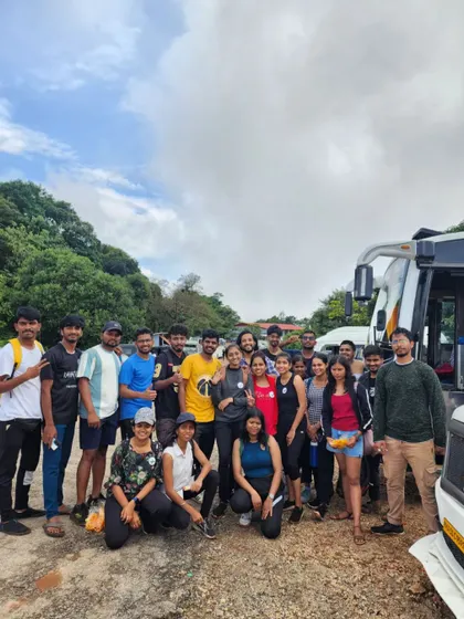 Our group getting ready to board the bus for a weekend of exploring Chikmagalur.