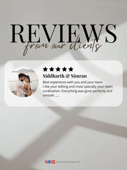 "Best experience with you and your team." A short and sweet review from Siddharth and Simran, who especially liked our editing and team coordination.