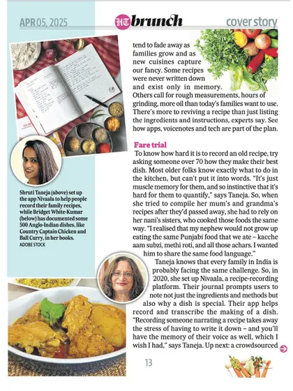 The HT Brunch article beautifully explains my personal story and how the loss of my mum's recipes led me to create Nivaala and our voice app.