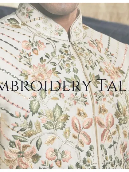 This is where your love story is woven into the fabric. Our artisans craft sherwanis with colors and patterns that represent you on your wedding day.
