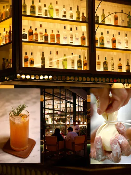 This is the Lupa experience in a single frame: a beautifully lit bar, a handcrafted cocktail, and the careful preparation of our gourmet food. It’s a preview of the complete sensory journey that awaits, blending exceptional drinks with delicious plates and an inviting atmosphere.