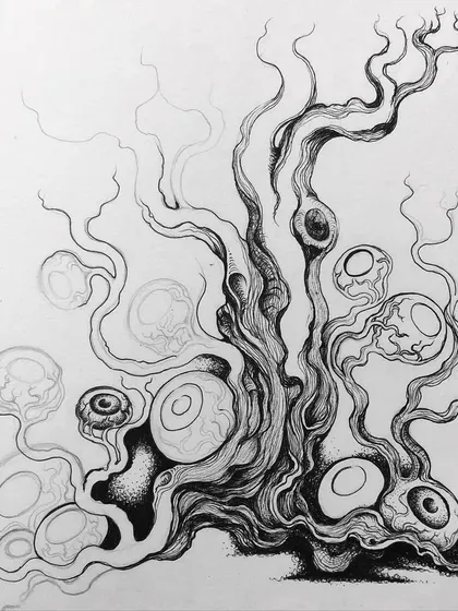 A progress shot of the eyeball tree.