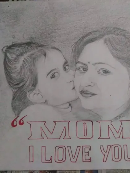 Art is a powerful way to express emotion. This heartfelt pencil sketch of a mother and child was created by a student, combining portraiture skills with personal expression.