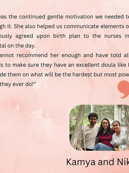 Kamya and Nikhil's journey began with my Lamaze class and ended with a powerful birth experience. Their feedback highlights how evidence based preparation and continuous support can make all the difference, even helping to avoid an unplanned C-section.
