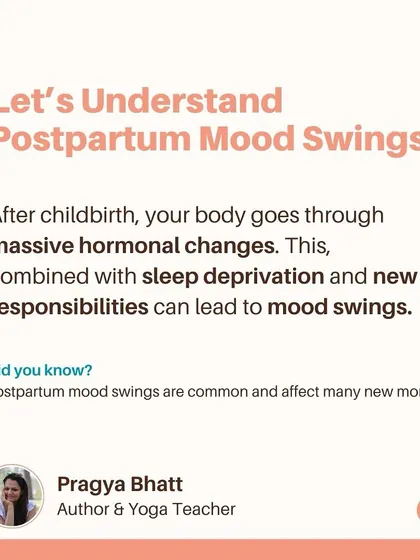 Postpartum mood swings are common and are caused by massive hormonal changes combined with sleep deprivation. This infographic explains the signs to look for and how to manage them with rest, nutrition, and support.
