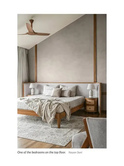 A press feature of one of our top-floor bedrooms, noted for its calming atmosphere and use of natural textures.