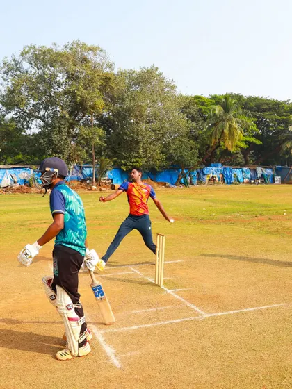 A bowler in action during our T20 President's Cup preparation match.