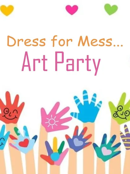 Dress for mess! This graphic perfectly captures the spirit of our parties. We encourage kids to dive into the fun of finger painting and handprints, because messy hands lead to happy hearts.