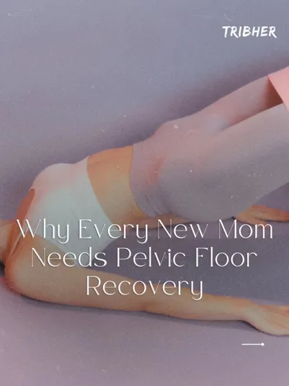 Pelvic floor recovery is a critical, yet often overlooked, part of postpartum healing. This visual highlights why it's essential for every new mom to address pelvic health to prevent issues like back pain and leakage, showing a foundational exercise we teach.