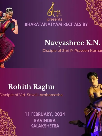 The poster for the 'Antaranga' festival, announcing the two solo recitals at Ravindra Kalakshetra.