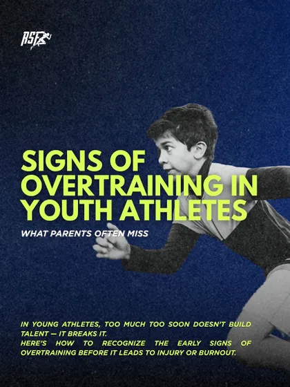 Overtraining is a common but often missed issue in youth athletes. This infographic introduces the physical and behavioral signs that parents should watch for, explaining that too much, too soon doesn't build talent, it breaks it.
