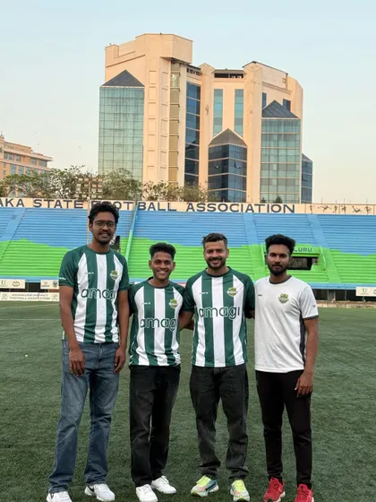 I partner with professional sports teams to provide season-long medical coverage. Here, my team and I are on site at the Karnataka State Football Association stadium, serving as the medical unit for Kickstart FC.