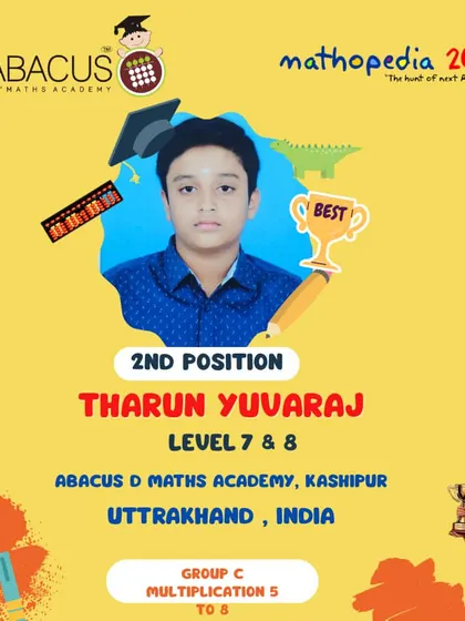 Tharun Yuvraj from Kashipur, Uttrakhand, a 2nd Position winner in the multiplication category.