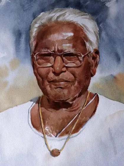 "Aaba," a watercolour portrait of my grandfather that I painted in 2015. This piece is very personal, an attempt to capture the strength and kindness of a man who has been a great inspiration to me.