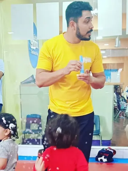My instructor leads a bubble activity, creating a fun and interactive experience for the kids. It’s one of the many ways I keep the party lively and engaging.