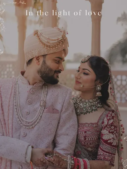 An intimate moment between the bride and groom, captured in the soft, warm light of their wedding day. These are the quiet, in-between moments that tell the real story of your love.