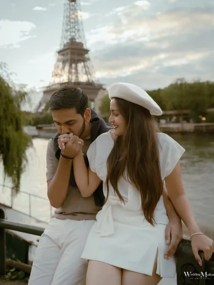 A gentle, romantic moment for Meet and Tisha by the River Seine in Paris. We focus on capturing those quiet interactions that speak volumes about a couple's connection.