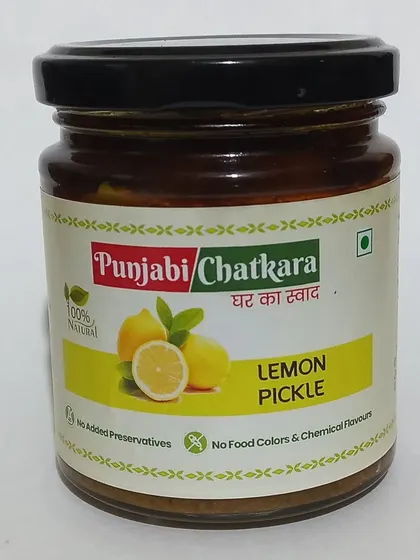 The tangy and spicy Lemon Pickle, available in a 500g jar for bulk requirements. It's made traditionally and is FSSAI certified for quality you can trust.