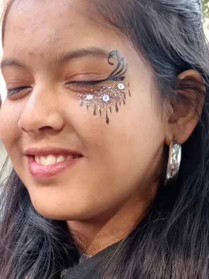 Another example of my dripping glitter design, this time with silver glitter and a delicate black swirl.