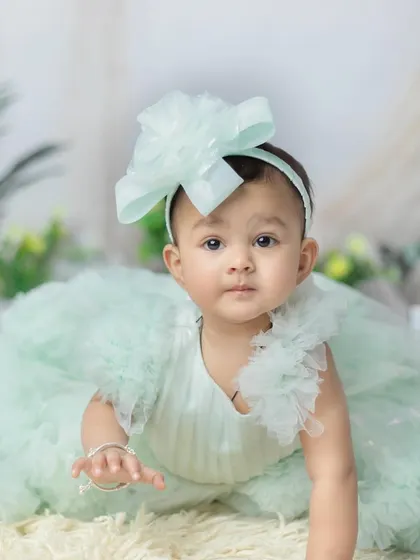 A curious crawl from our little princess in her mint green gown. I love capturing babies on the move.