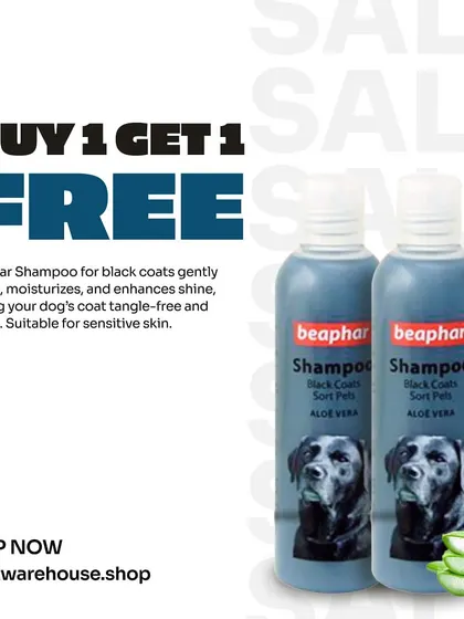 Perfect for dark-coated dogs, this Beaphar shampoo is also on a Buy 1 Get 1 Free deal. It gently cleans and enhances shine, leaving the coat glossy and tangle-free, even for sensitive skin.