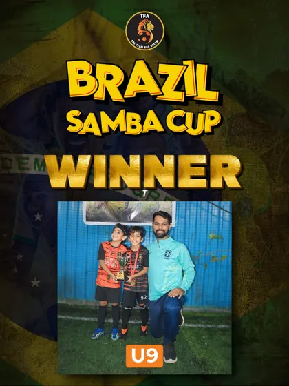 Our U9 players celebrating their win at the internal Brazil Samba Cup 2024 tournament.