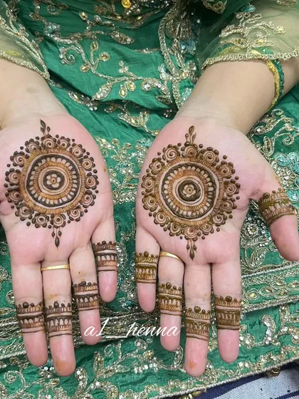 Another beautiful mandala design, this time with more intricate finger details.