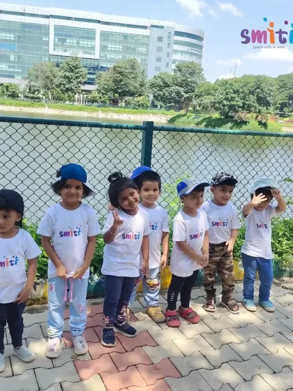 A group photo of our happy explorers during their field trip to Byrasandra Lake. These experiences create joyful and lasting memories.