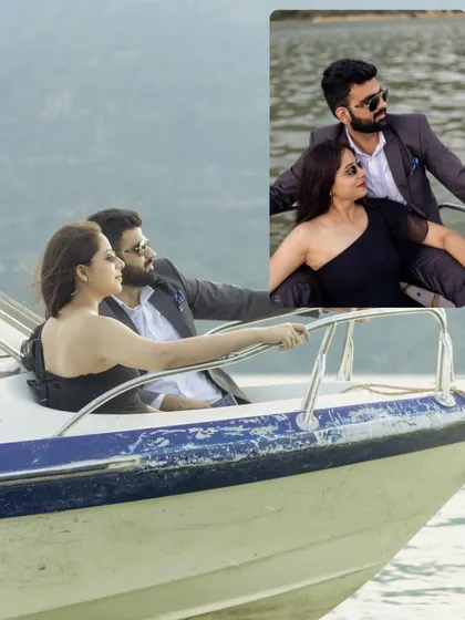 Another creative collage from the Tehri Lake shoot, blending different angles to tell a more complete story of their adventure.