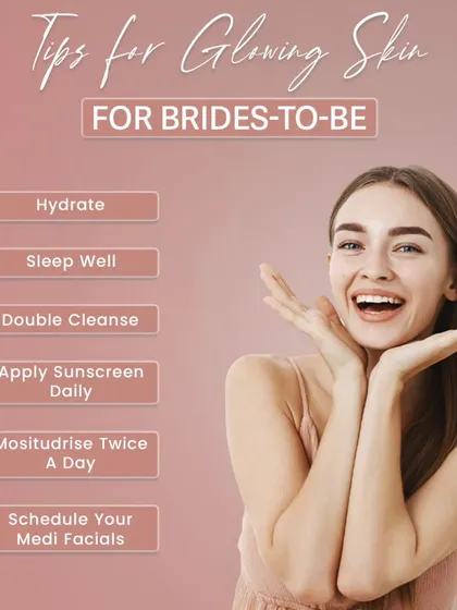 Achieving your best bridal skin involves more than just clinical treatments. I always advise my brides-to-be to follow these simple daily rules: stay hydrated, get enough sleep, double cleanse at night, and never skip sunscreen.