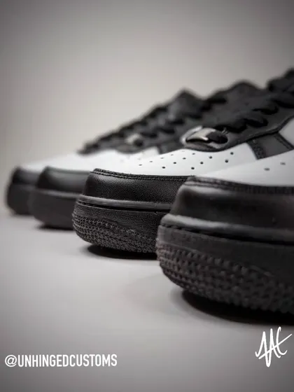 It's not easy to get your hands on multiple pairs of black Air Force 1s at short notice, but I managed it for the Budweiser order. This is the "before" shot.
