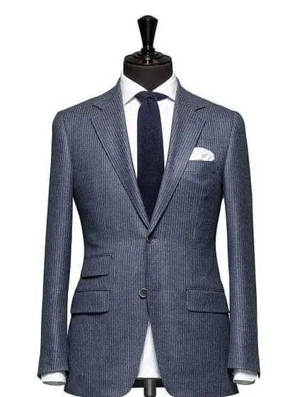 This pinstripe single breasted blazer is a timeless piece of formal wear. I ensure the structure is perfect, giving you a sharp and professional silhouette.