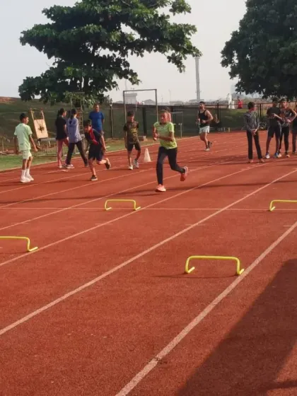 Agility drills using mini hurdles are a key part of our training. This helps athletes improve their footwork, coordination, and speed, essential skills for any track and field event.