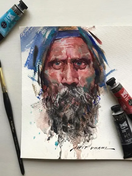 A quick watercolour study of a man with a striking presence. These sketches help me practice capturing emotion and character quickly.