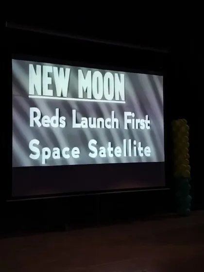 A slide from the National Space Day presentation, commemorating historic achievements in space travel to inspire our students.