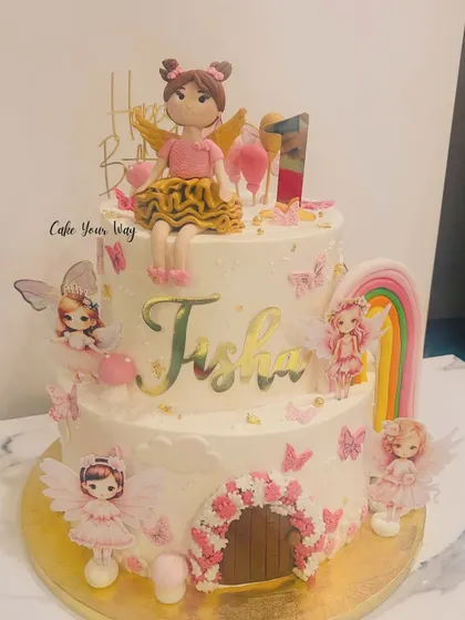 Another angle of the enchanting fairy cake for Tisha, showing the delicate details and handcrafted elements.