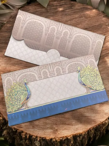 Our peacock-themed money envelopes are perfect for sagan or shagun at Indian weddings. The elegant design adds a special touch to your gift.