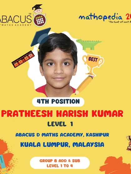 Pratheesh Harish Kumar from Kuala Lumpur, Malaysia, a 4th Position winner.