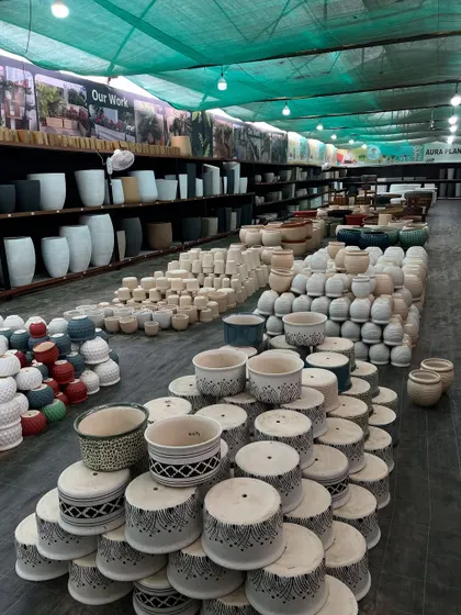From simple designs to patterned pots, our collection has something for every taste. This is just a small part of the variety you can find at our nursery.
