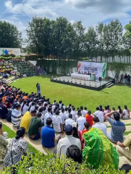 I manage and host large-scale sporting events, like this national championship opening ceremony, at the impressive amphitheater at the Padukone Dravid Centre for Sports Excellence.