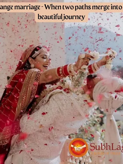 A joyful bride playfully places the garland on her groom, a moment filled with laughter and love. We believe the arranged marriage journey should be filled with such happy memories.