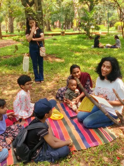A fantastic series from our reading of 'Handa's Surprise'. My animated storytelling style is on full display, as are the delighted and curious faces of the children.