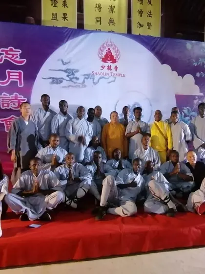 With my fellow disciples and the Venerable Abbot Shi Yongxin at the Shaolin Temple. Being part of this global community is an essential part of my identity and teaching.