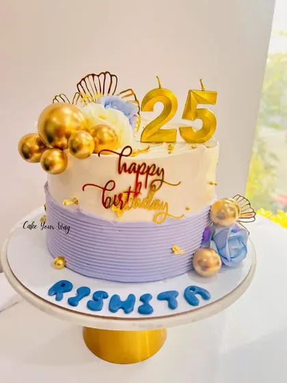 Making a 25th milestone birthday bright and beautiful with this lavender and gold creation.