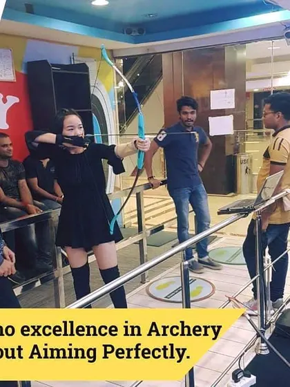 Welcome to our indoor archery range, where you can learn to aim with precision. We provide a safe and engaging environment for everyone to test their skills.